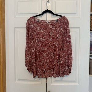 Lucky Brand Dusty Rose Floral Blouse